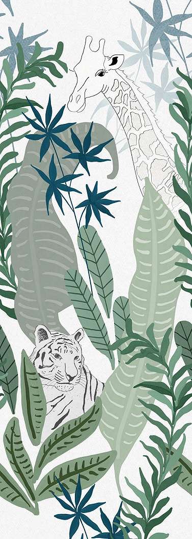 Fali poszter dzsungel és tigris mintával rajzolt stílusban