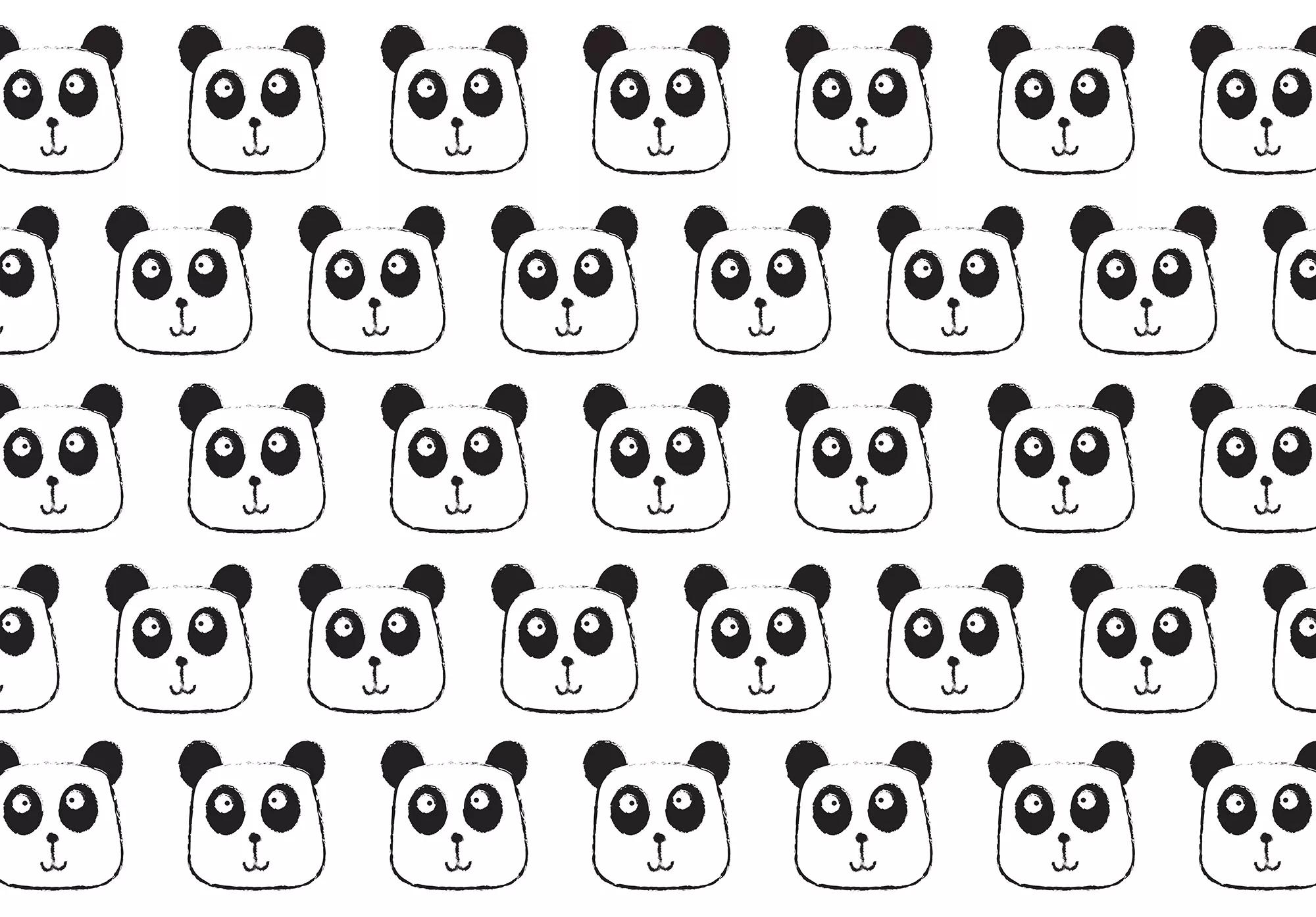 Fali poszter feket fehér panda mintával gyerekszobába 368x254 vlies