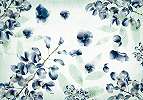 Fali poszter, fotótapéta akvarell hatású virágmintával kék színvilágban 368x254 vlies