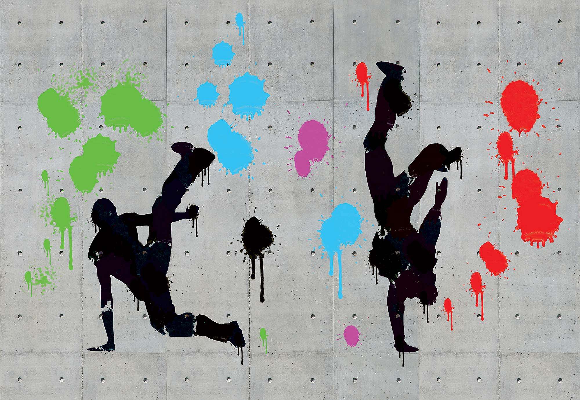 Fali poszter freestyle graffiti stílusban, betonfal alap mintával 368x254 vlies
