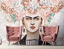 Fali poszter Frida Kahlo mintával romantikus rózsa koszorúval 368x254 vlies