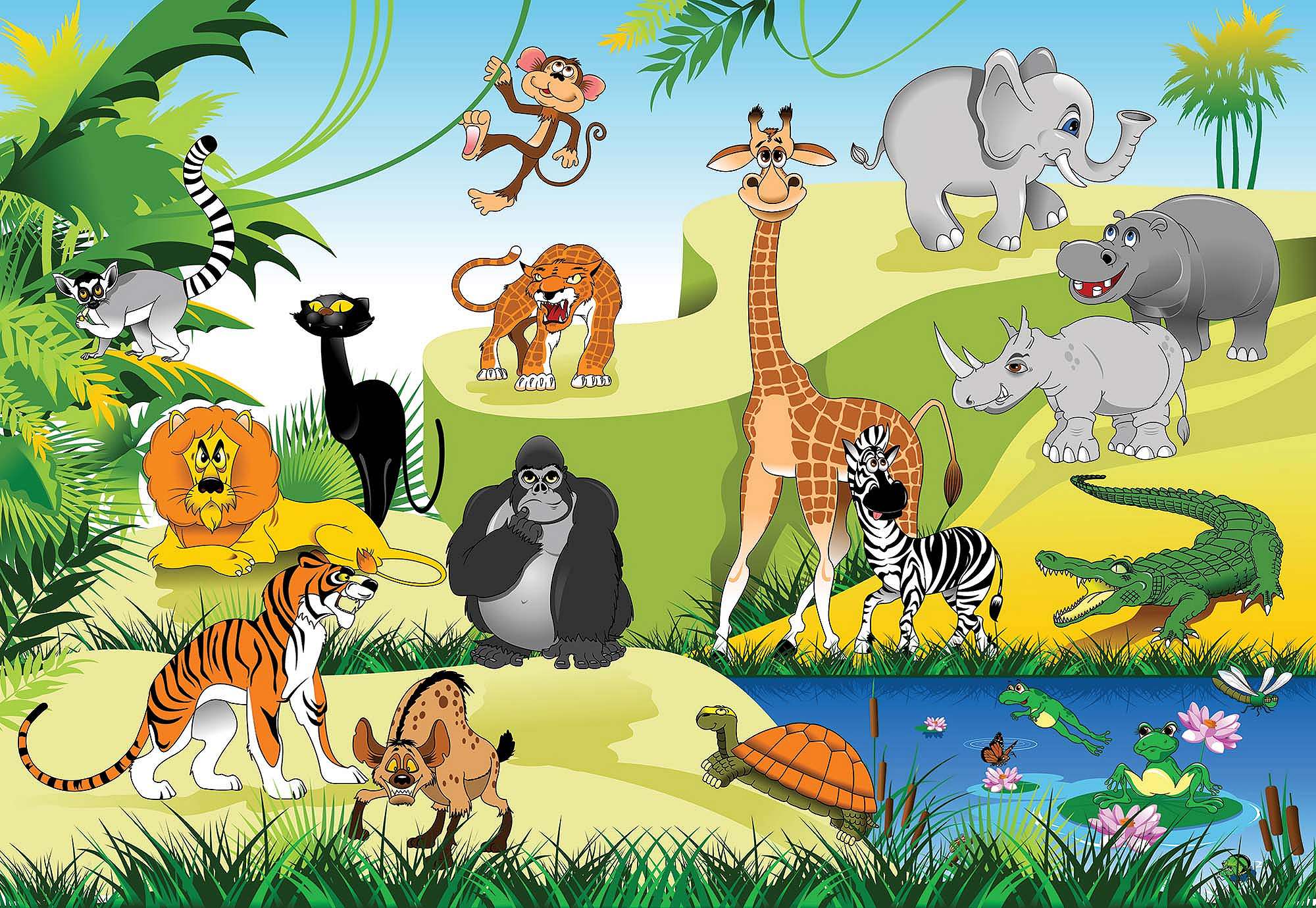 Fali poszter gyerekeknek kedves afrikai állatokkal 368x254 vlies