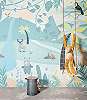 Fali poszter gyerekszobába trópusi mintával, kedves állatfigurákkal