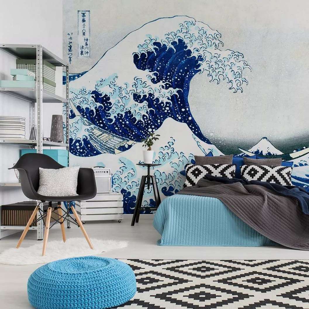 Fali poszter Japán stílusban hullámzó tenger mintával