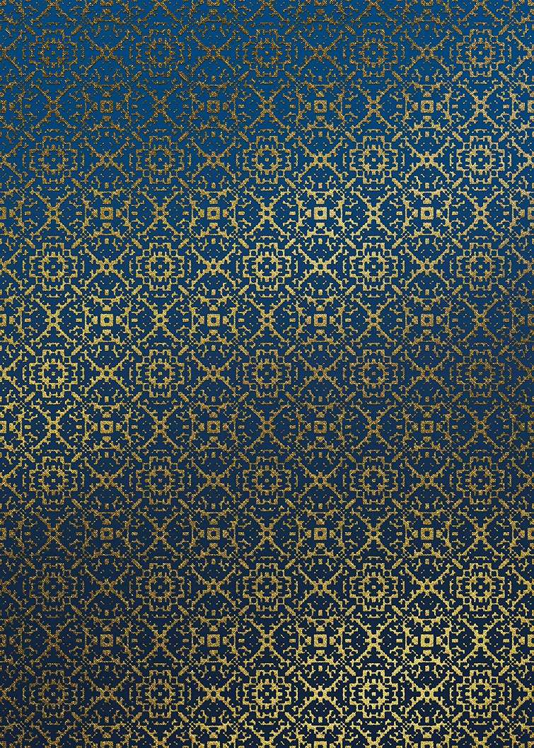Fali poszter kék arany orientális hangulatú mintával