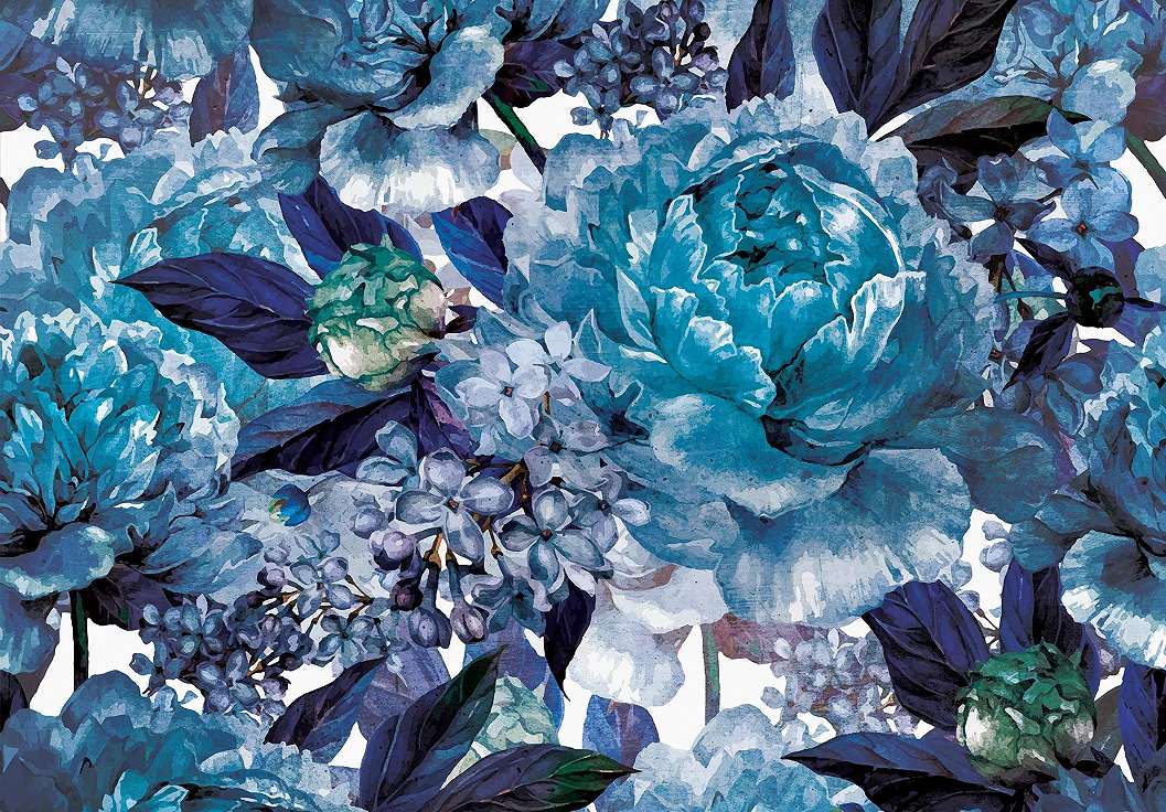 Fali poszter kék színvilágban rózsa mintával 368x254 vlies