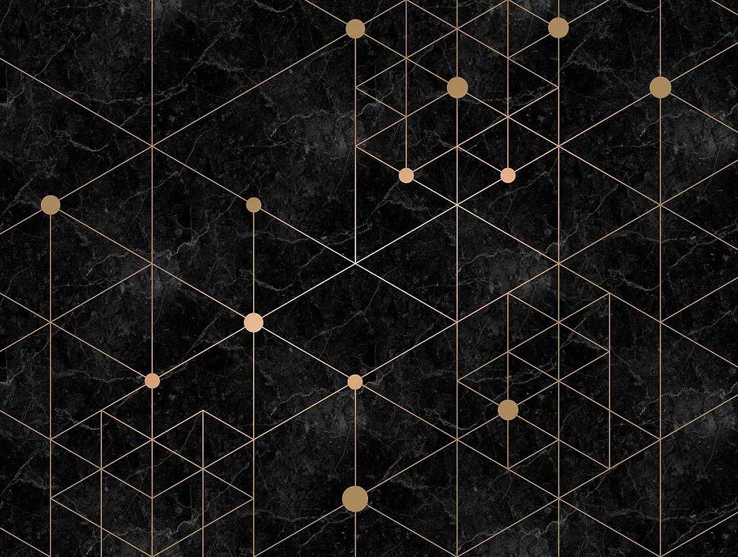 Fali poszter márványmintás alapon modern geometrikus mintával vinyl mosható