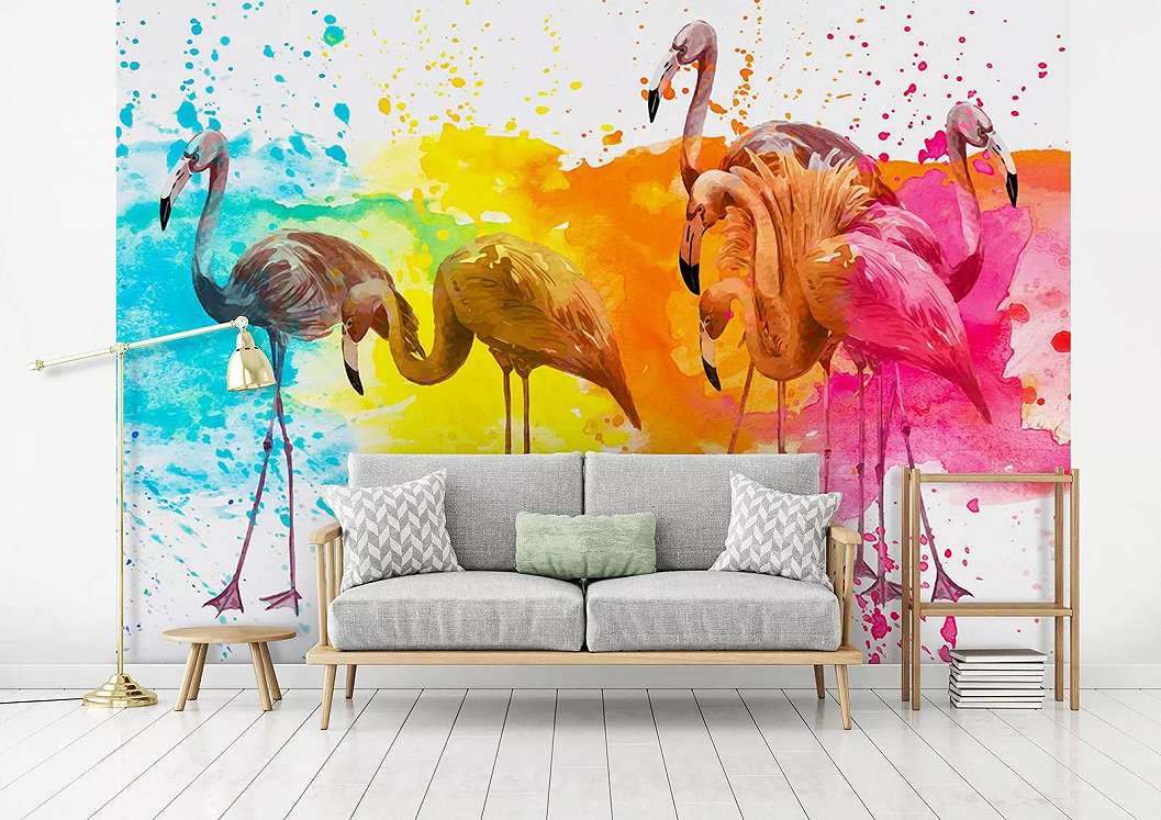 Fali poszter modern absztrakt flamingó mintával 368x254 vlies