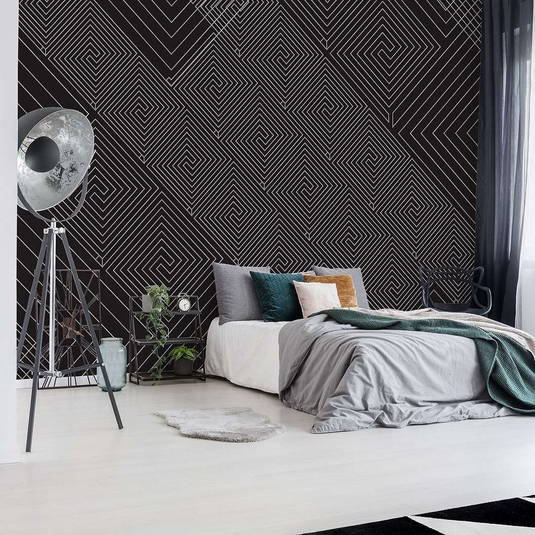 Fali poszter modern fekete szürke geometriai mintával 368x254 vlies