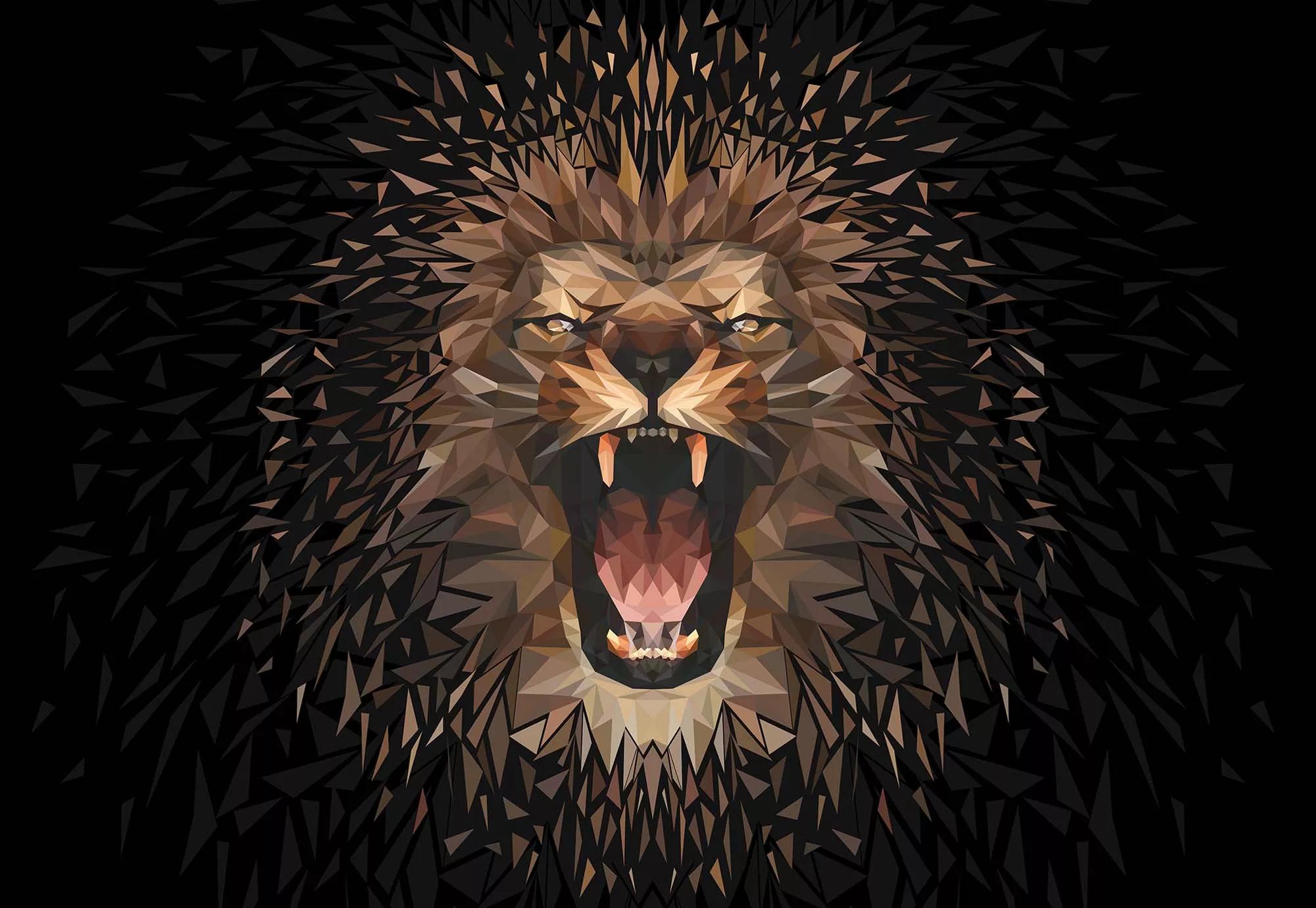 Fali poszter modern oroszlán mintával fekete alapon 368x254 vlies