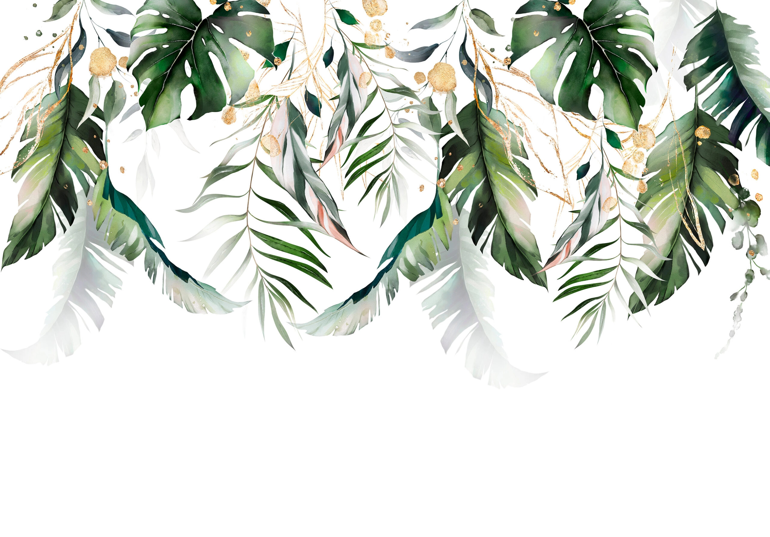 Fali poszter modern trópusi botanikus mintával zöldes szinben 368x254 vlies
