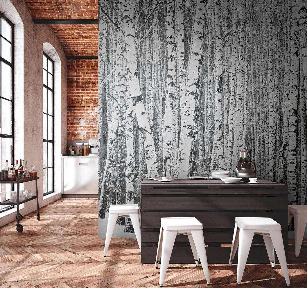 Fali poszter nyírfa erdei látkép mintával vinyl mosható