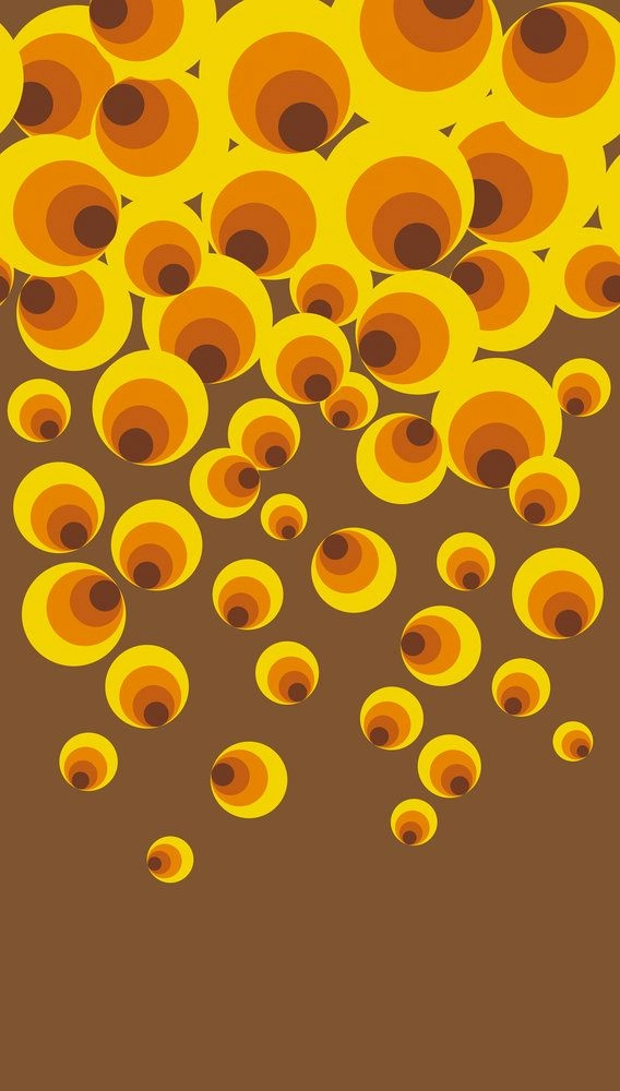 Fali poszter retro koncentrikus kör mintával barna, sárga és naracs színben 
