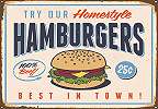 Fali poszter retró vintage hamburger hirdetés mintával 368x254 vlies