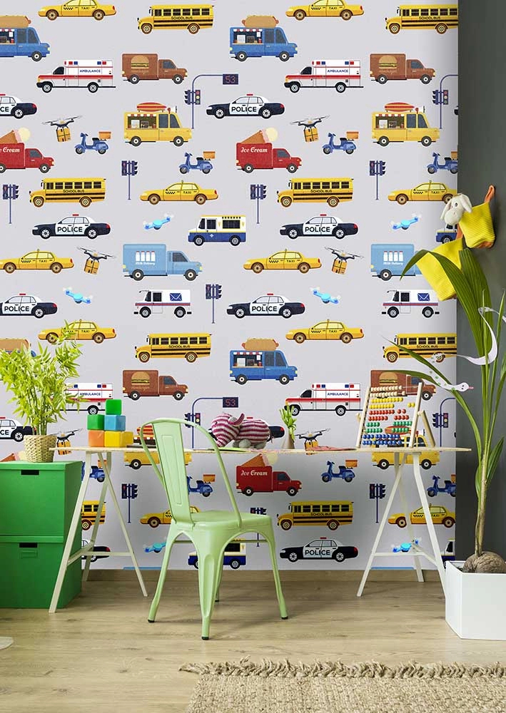 Fali poszter színes autó mintákkal gyerekszobába