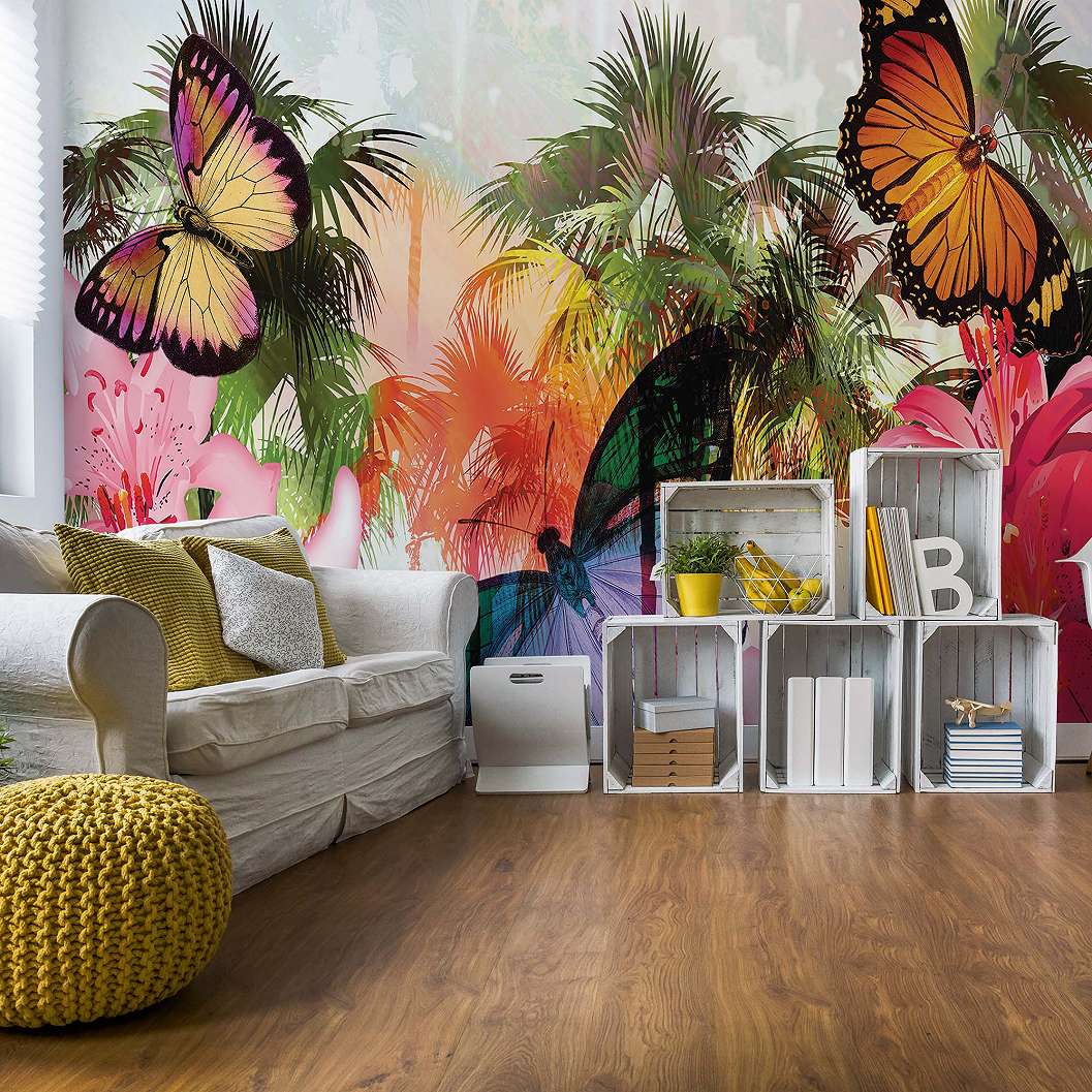 Fali poszter színes pillangó mintával trópusi hangulatban 368x254 vlies
