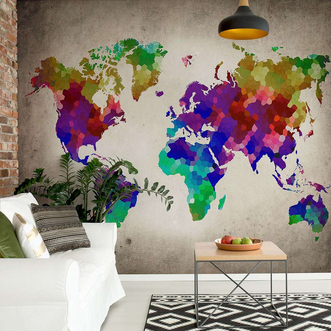 Fali poszter színes világtérkép mintával 368x254 vlies
