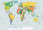 Fali poszter színes világtérkép mintával országokkal 368x254 vlies