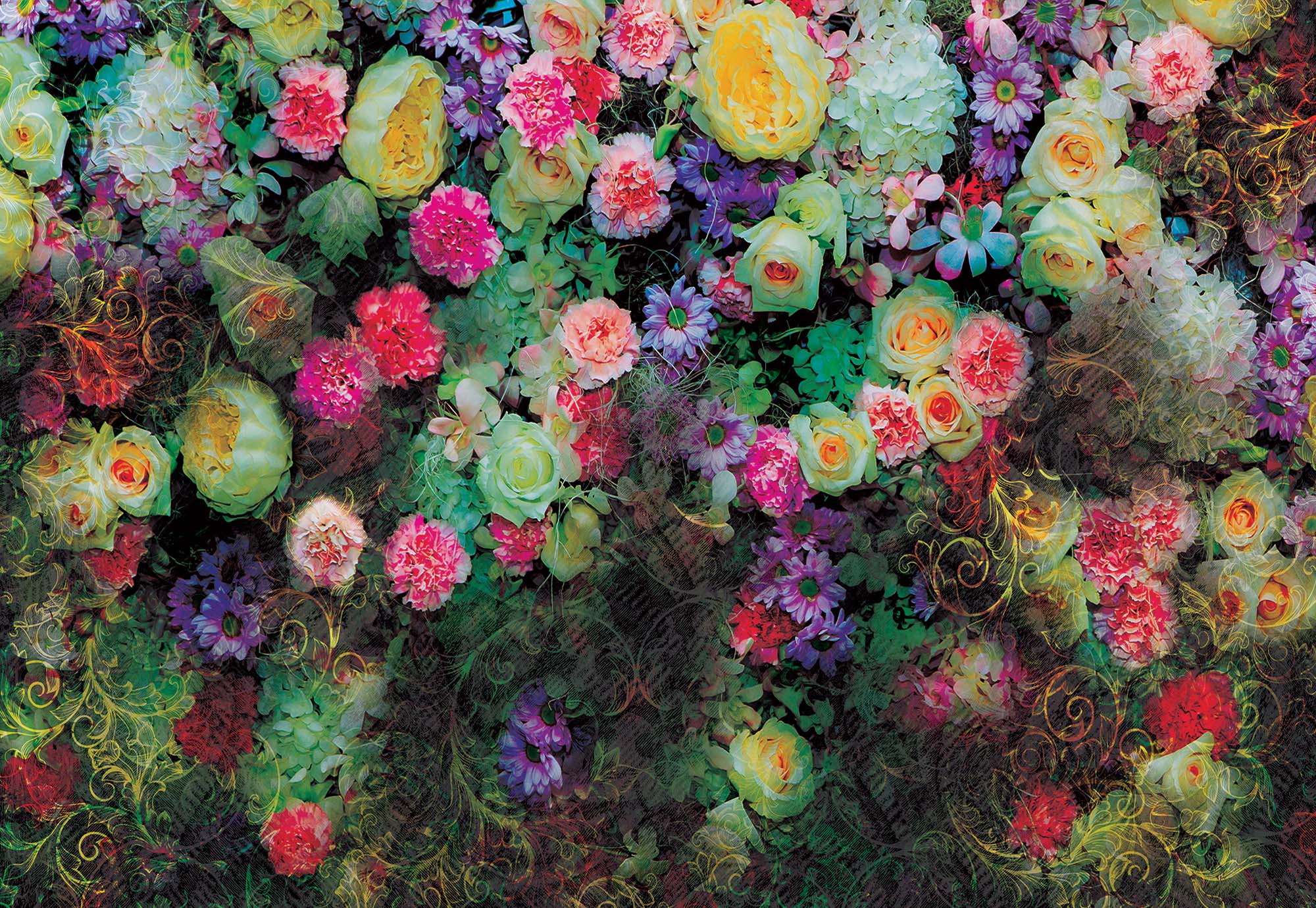 Fali poszter színes virág mintával romantikus hangulatban 368x254 vlies