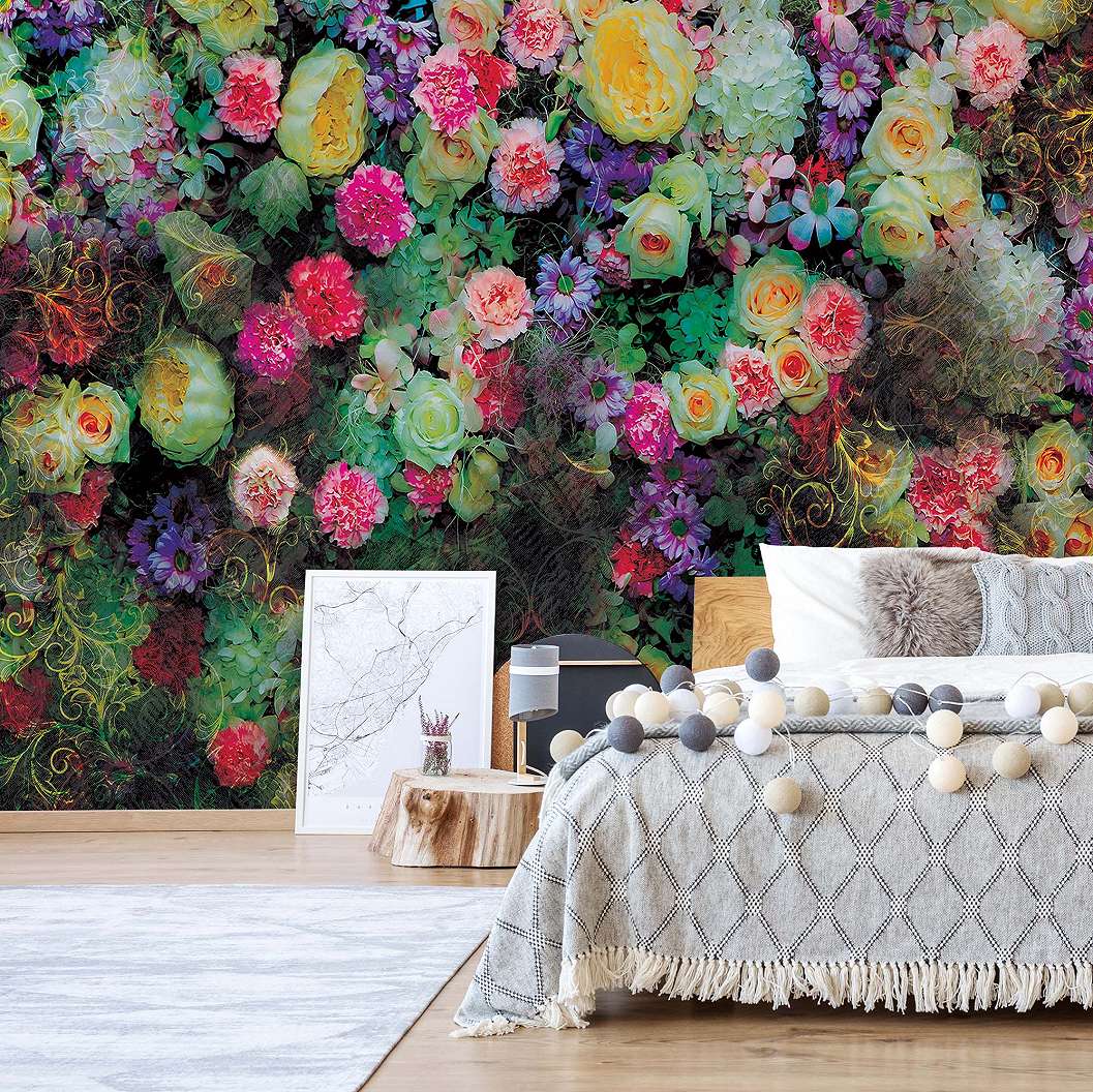 Fali poszter színes virág mintával romantikus hangulatban 368x254 vlies