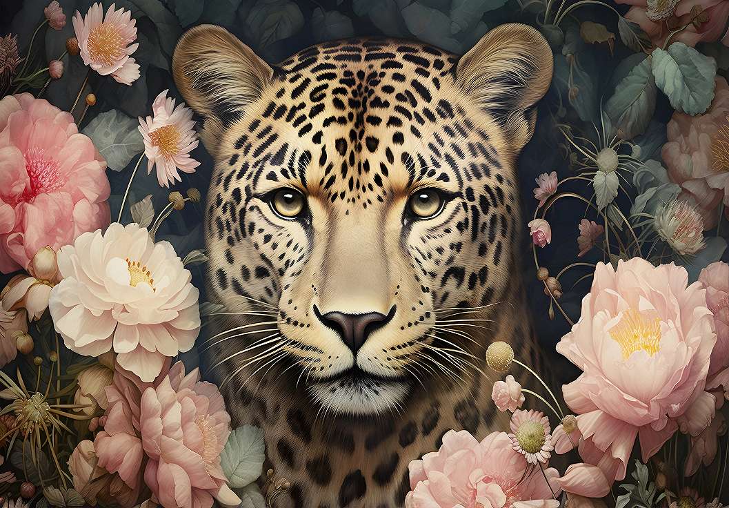 Fali poszter tapéta absztrakt leopárd botanikus mintával 368x254 vlies