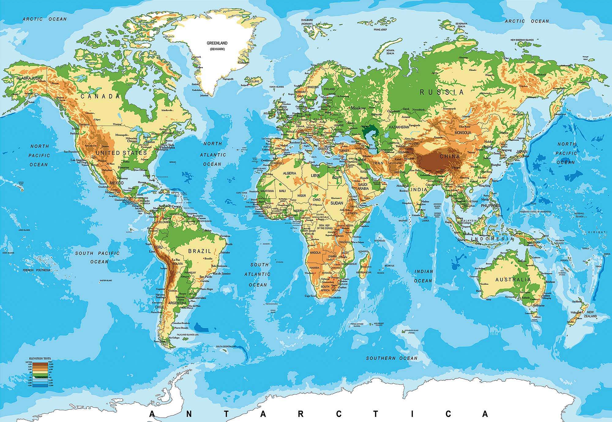 Fali poszter világtérkép mintával 368x254 vlies