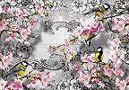 Fali poszter vintage madár, cserrsznyefa virág mintával 368x254 vlies
