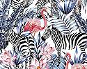 Fali poszter zebra és flamingó mintával akvarell vízfestett stílusban