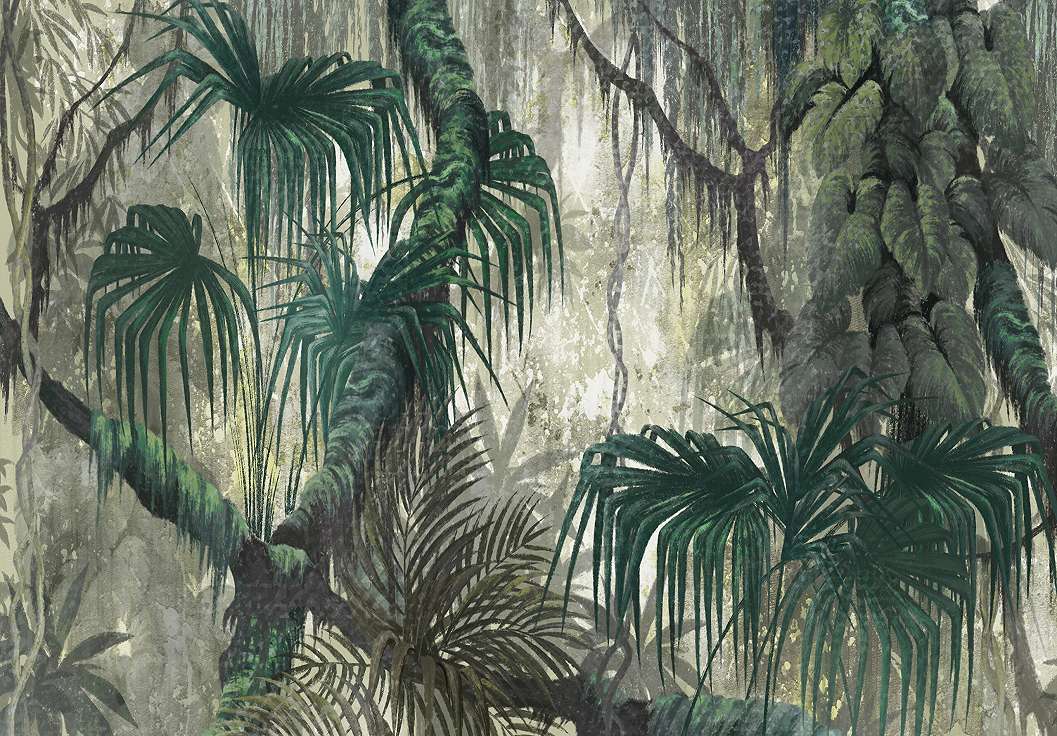 Fali posztertapéta modern dzsungeles mintával 368x254 vlies
