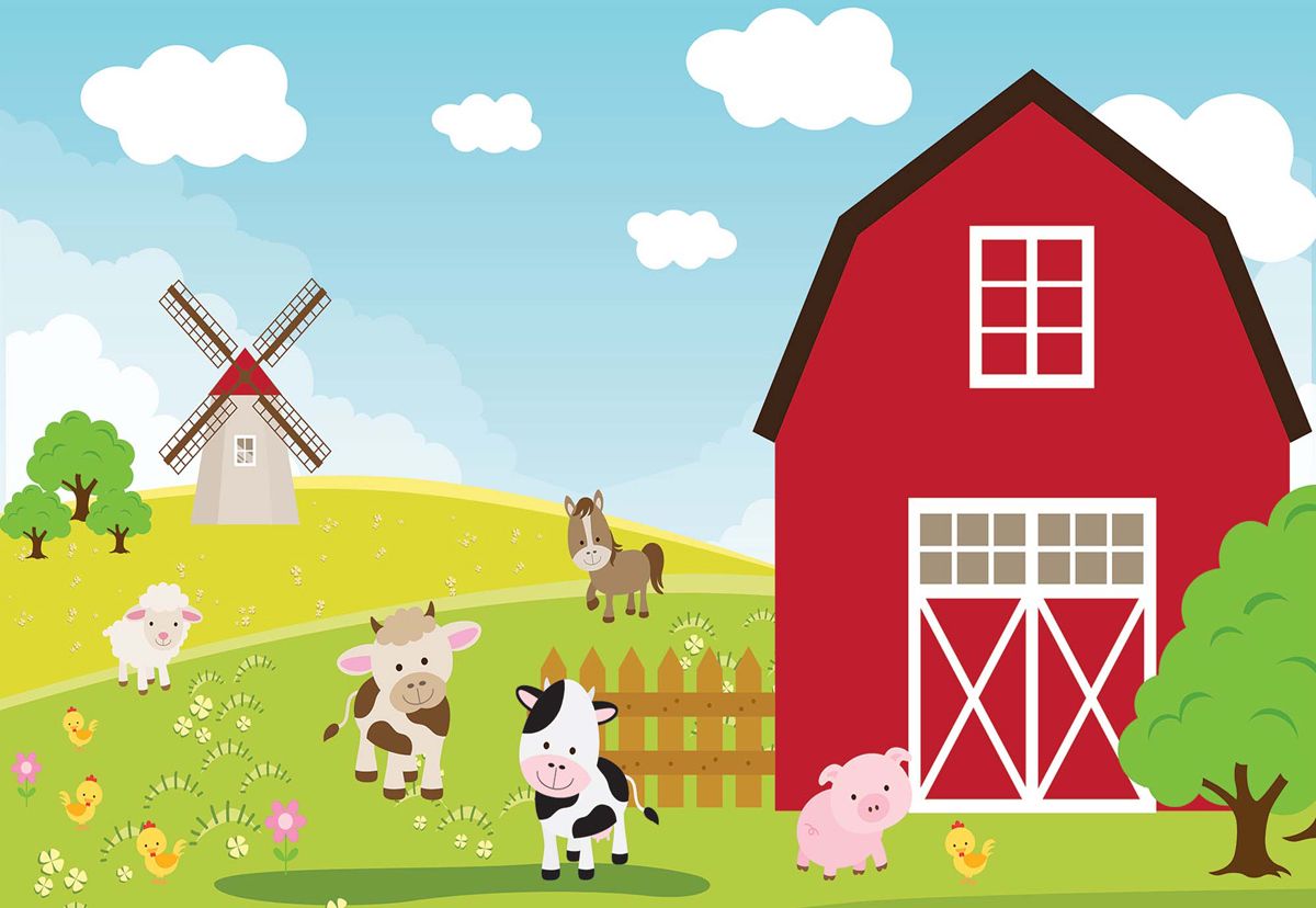 Farm kedves állatmintákkal gyerek fali poszter 368x254 vlies