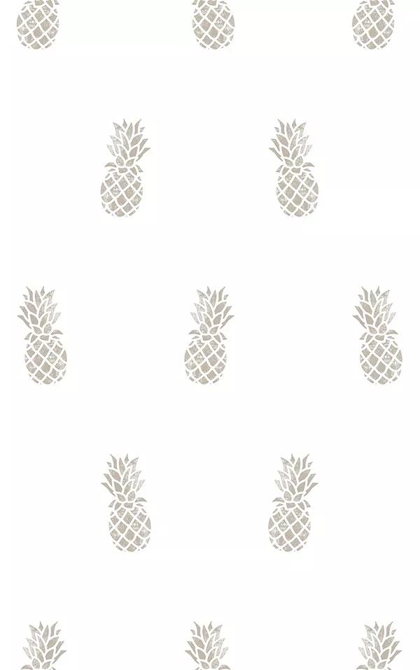 Fehér alapon ezüst ananász mintás vlies design tapéta