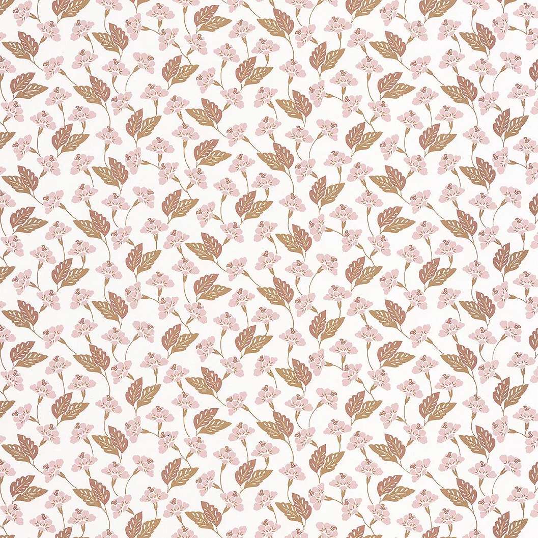 Fehér alapon rózsaszín virágmintás vlies tapéta
