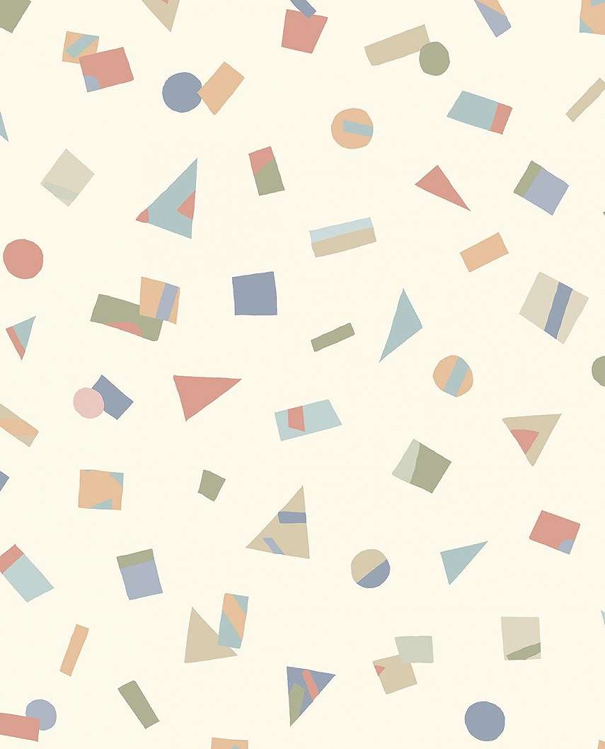 Fehér alapon sok színű geometria mintás gyerek design tapéta