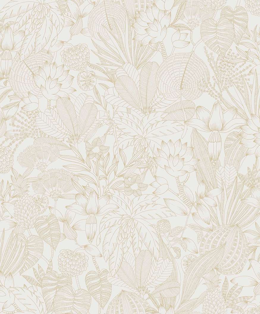 Fehér arany elegáns levél mintás design tapéta