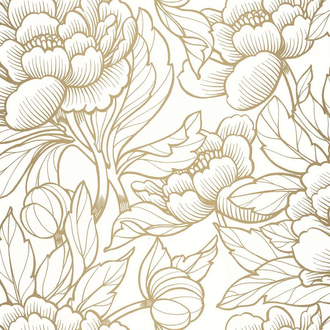 Fehér arany óriás virágos mintás elegáns design tapéta