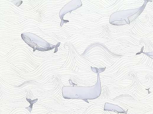 Fehér bálna mintás mosható gyerektapéta