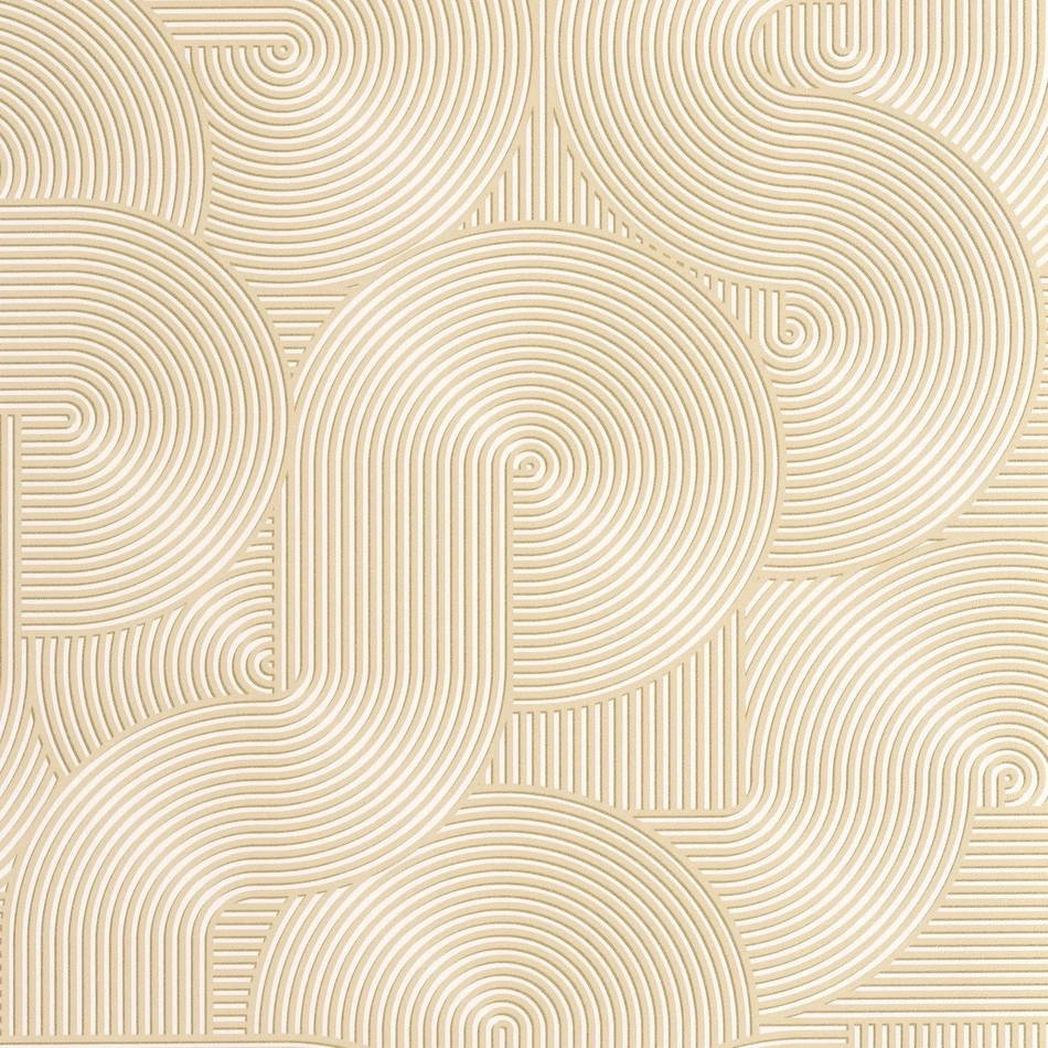 Fehér beige arany hullám geometria mintás dekor tapéta
