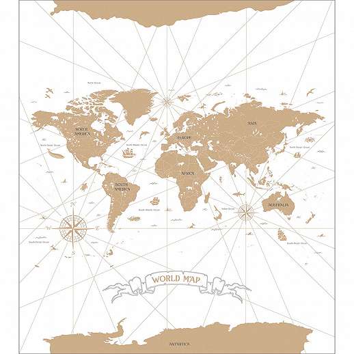 Fehér bronz világtérkép mintás vlies gyerek poszter