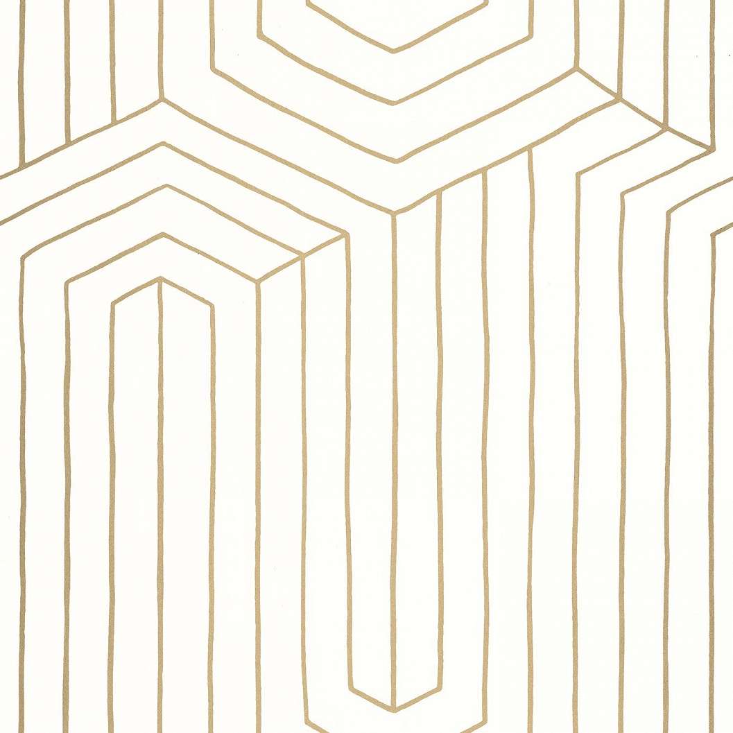 Fehér és arany nagyléptékű geometrikus vlies design tapéta