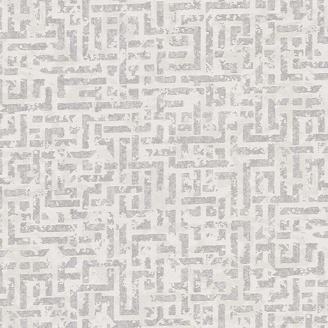 Fehér ezüst geometrikus mintás modern dekor tapéta