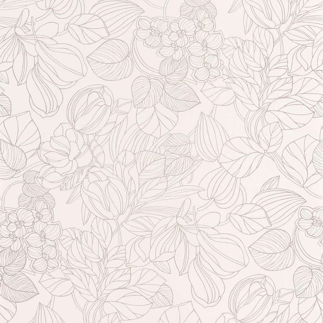 Fehér ezüst virágmintás minimalista design tapéta