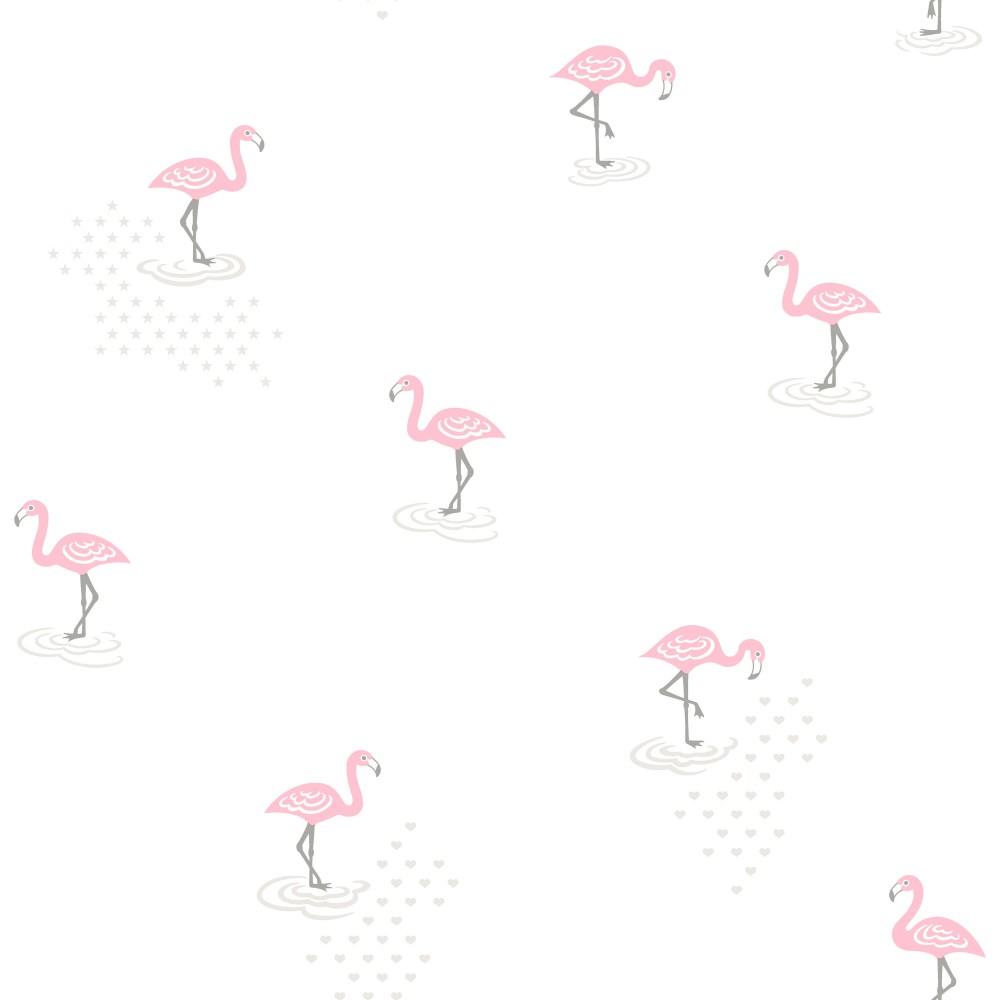 Fehér flamingó mintás gyerek tapéta