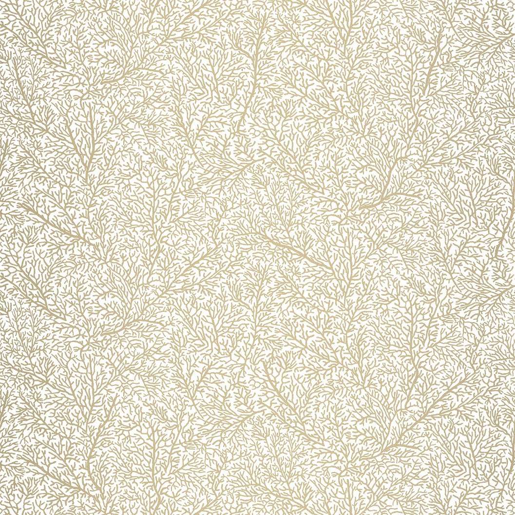 Fehér háttérszínű arany korall mintás tapéta