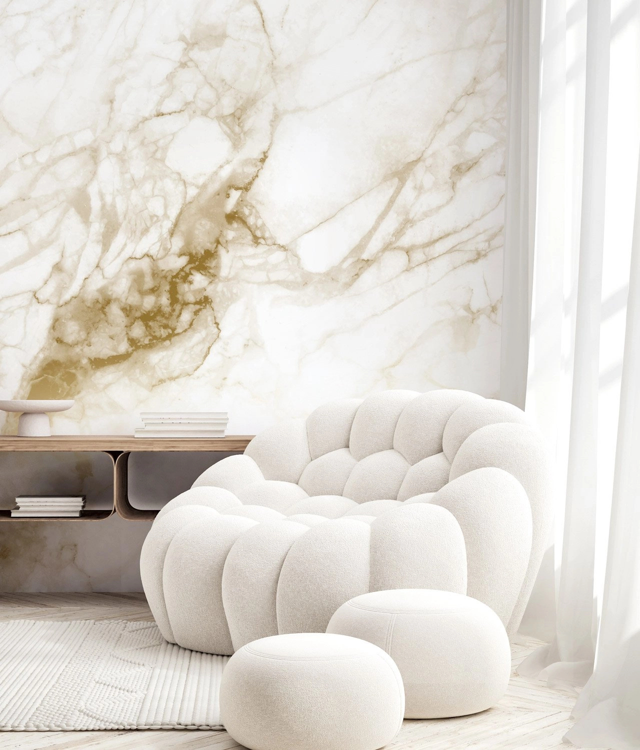 Fehér metál arany luxus fotótapéta márvány mintával