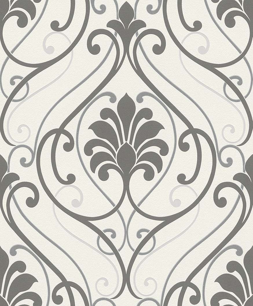 Fehér szürke barokk design mintás tapéta