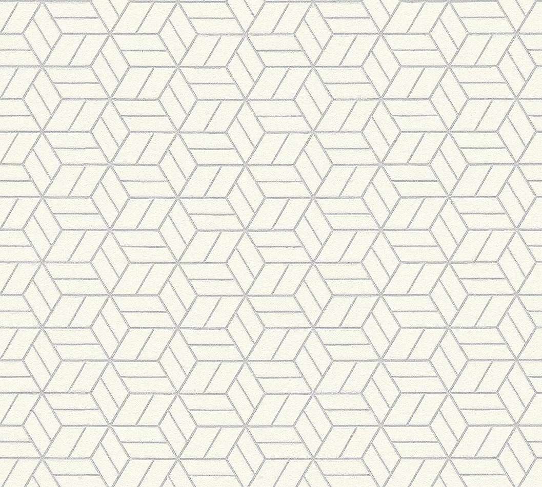 Fehér szürke modern geometriai mintás tapéta habosított felülettel