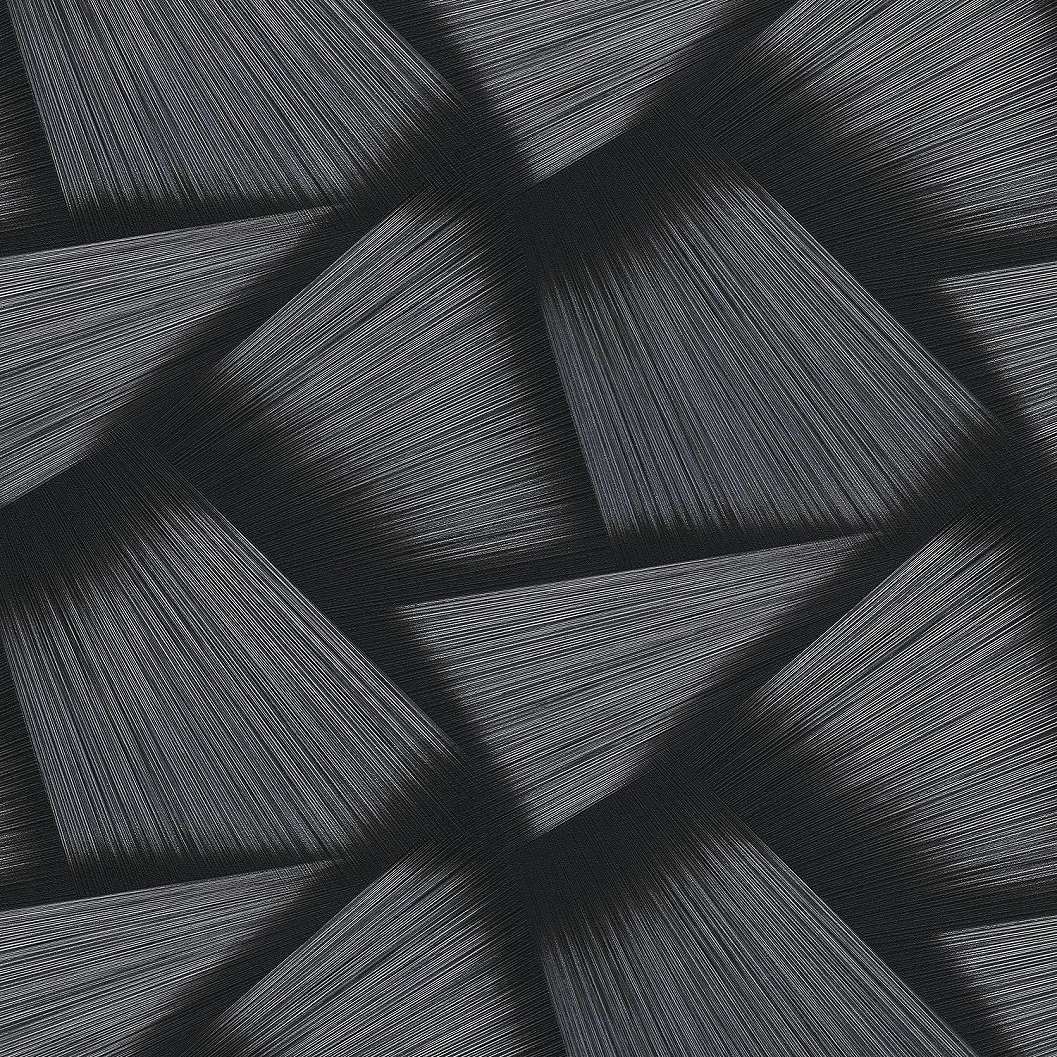 Fekete 3D hatású vinyl dekor tapéta geometrikus mintával