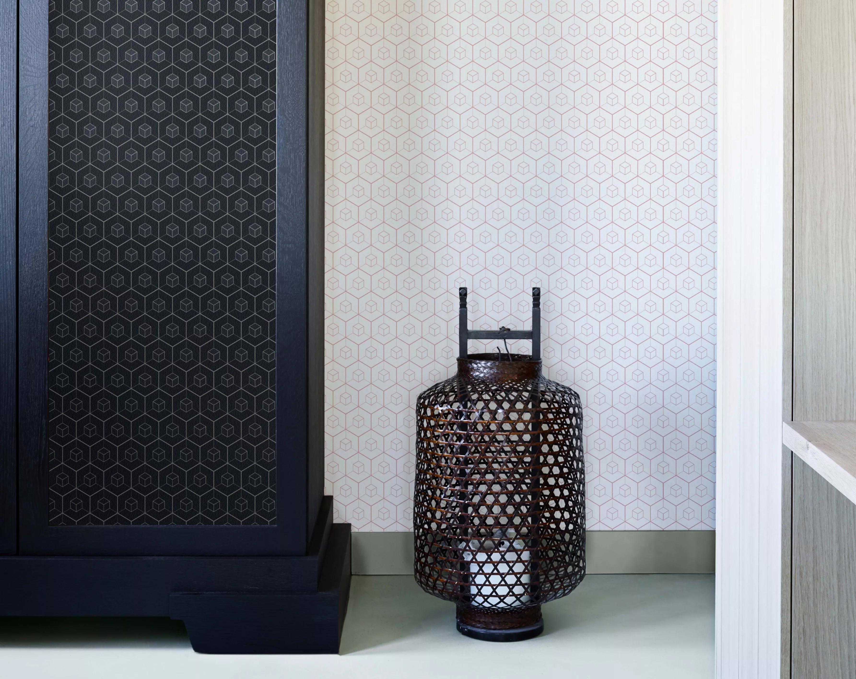 Fekete 3D hatású vlies kocka mintás design tapéta
