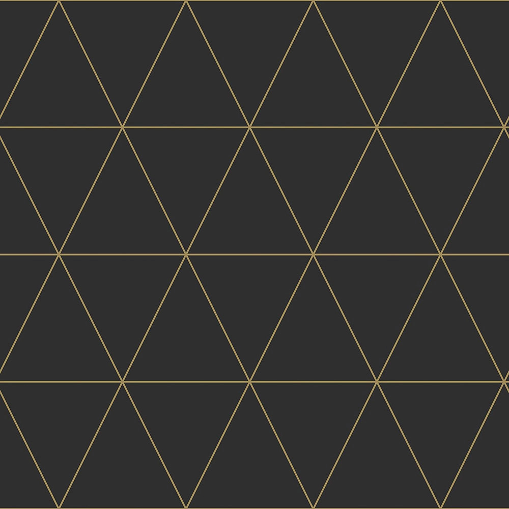 Fekete alapon arany geometria mintás design tapéta