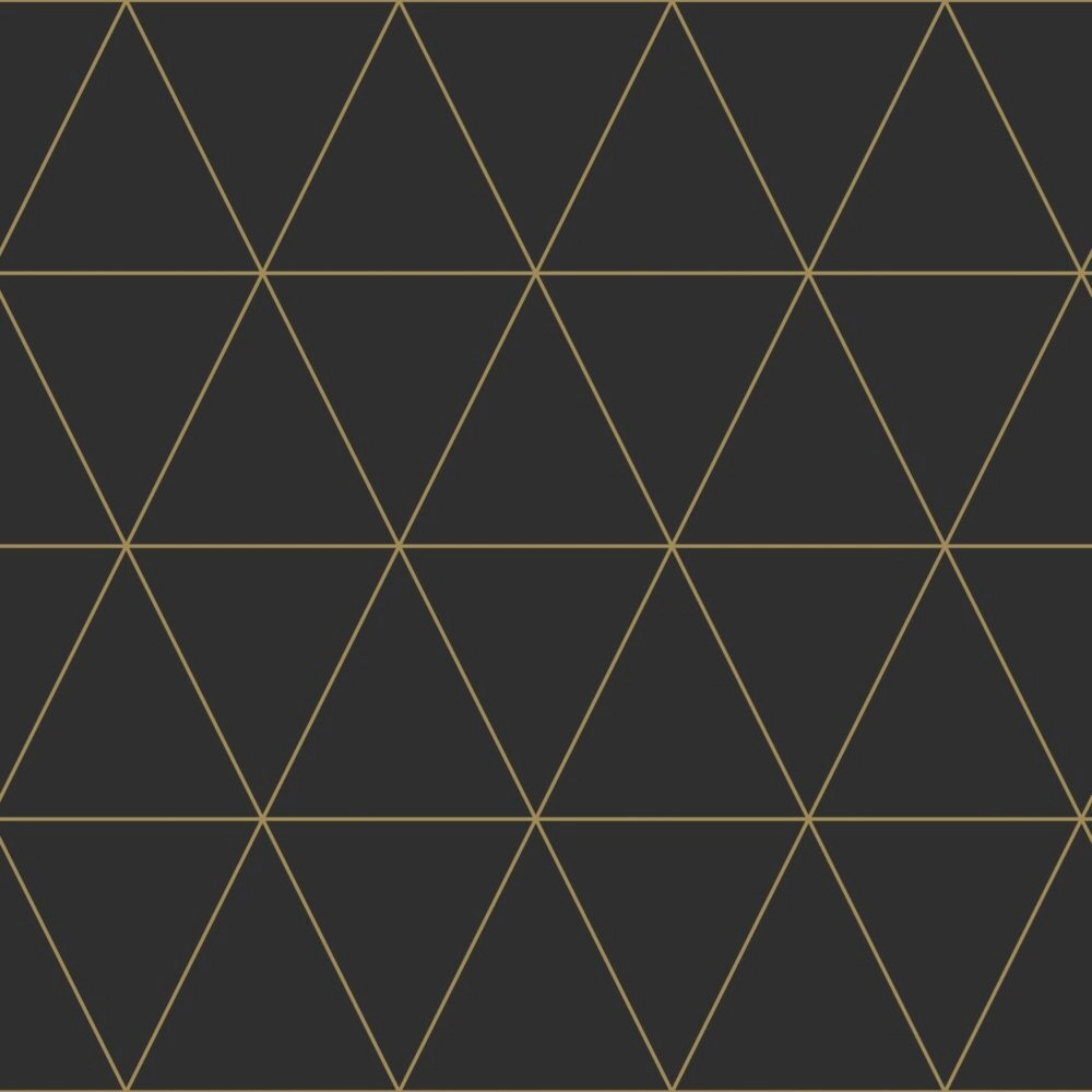 Fekete alapon arany minimalista geometria mintás design tapéta